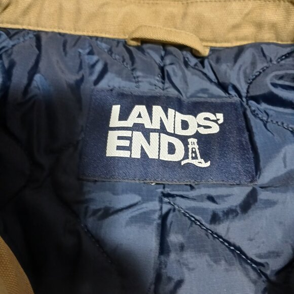 Lands End Quilt Lined Canvas Chore Barn Coat Work Jacket Men's XXL Tan Primaloft - Picture 3 of 9